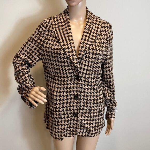 Classiques Entier houndstooth print  jacket Y2K size L - Picture 1 of 11